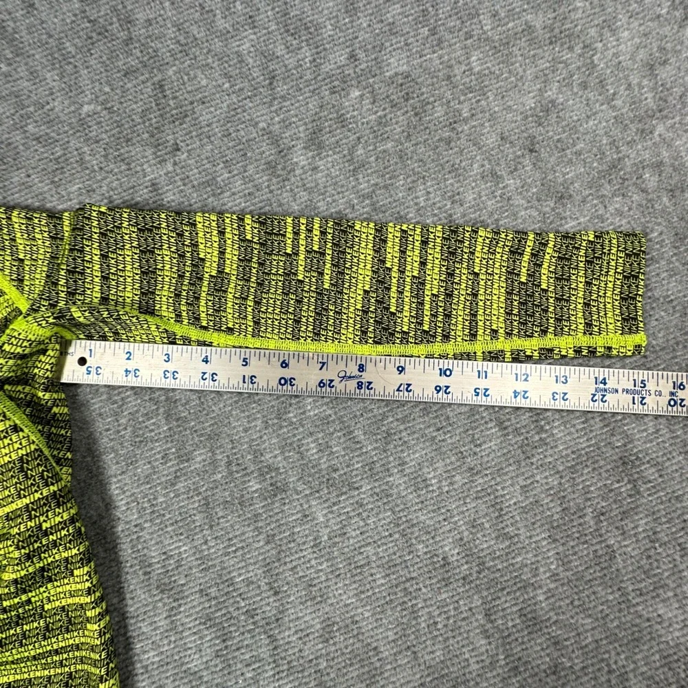 Nike Pro Kids Dri-FIT Compression Shirt Neon Yellow Black Logo Print Small S
